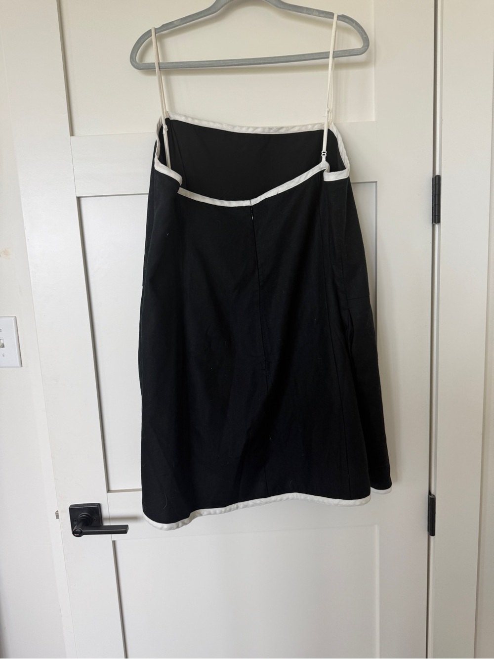 Black Slip Dress with White Trim - Women's Classic Dress - Picture 3 of 3
